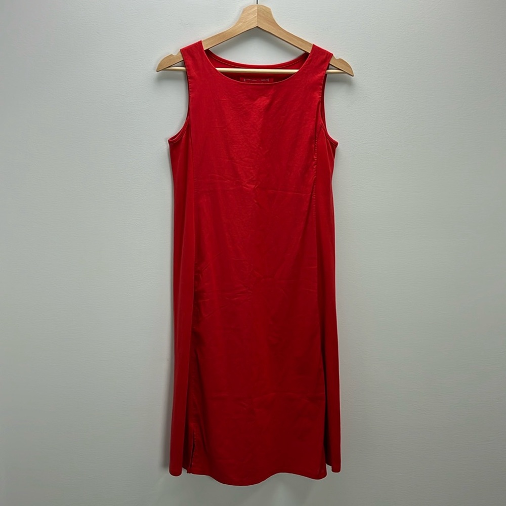 Beyond Threads Pima Cotton Dress Red Fresco Poppy Peru Midi Lagenlook Soft Small